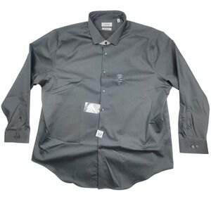 Calvin Klein Mens Infinite Non Iron Slim Fit Dress Shirt Grey 19 34/35 3XL NWT